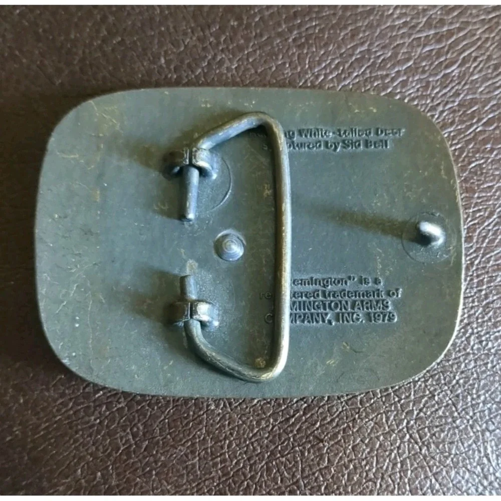 Remington Brass Finish Belt Buckle (Running White-tailed Deer) 1979 VTG Rare HTF
